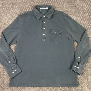 Criquet Polo Shirt Men's Large Long Sleeve 4 Button Organic Cotton